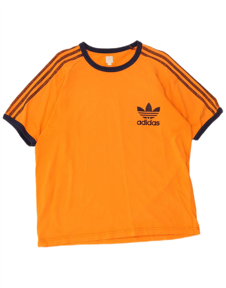 Adidas Mens Graphic T-Shirt Top Large Orange Colourblock