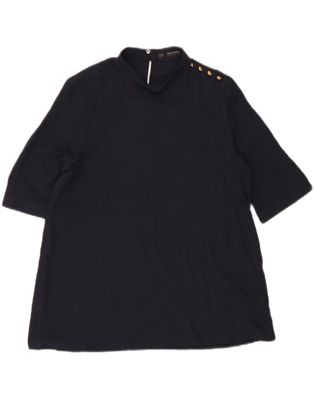 ZARA Womens Oversized Top 3/4 Sleeve UK 6 XS Navy Blue Vintage Zara and Second-Hand Zara from Messina Hembry 