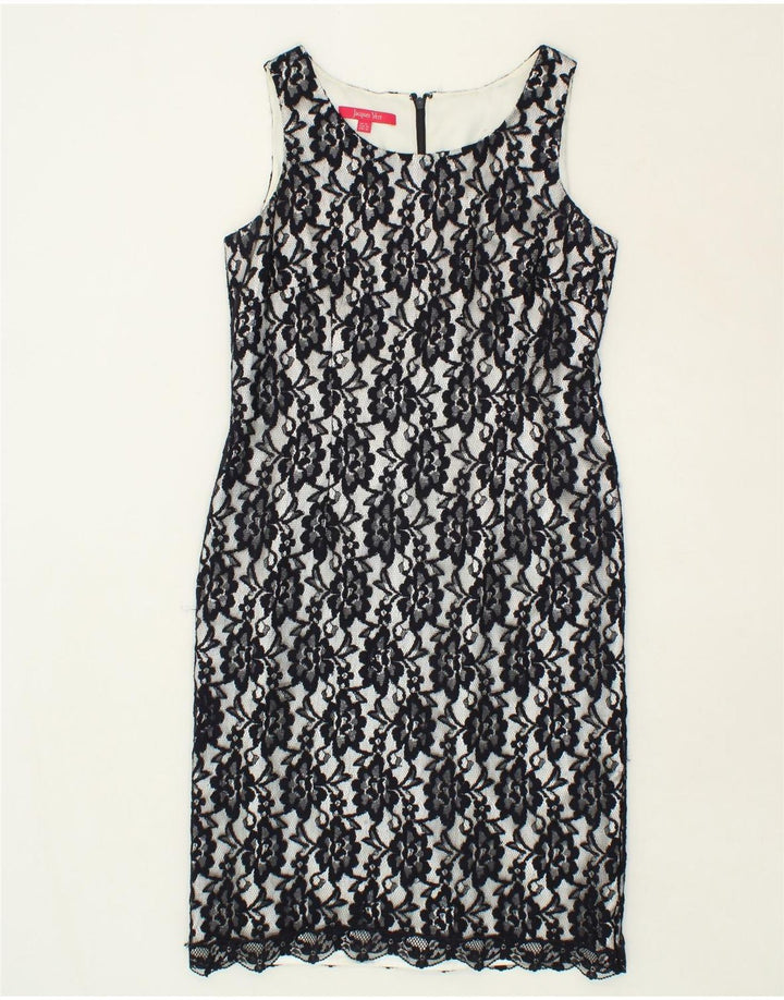 JACQUES VERT Womens Sleeveless Sheath Dress UK 12 Medium Black Floral Vintage Jacques Vert and Second-Hand Jacques Vert from Messina Hembry 