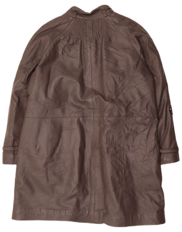 Vintage Womens Leather Coat IT 48 XL Grey