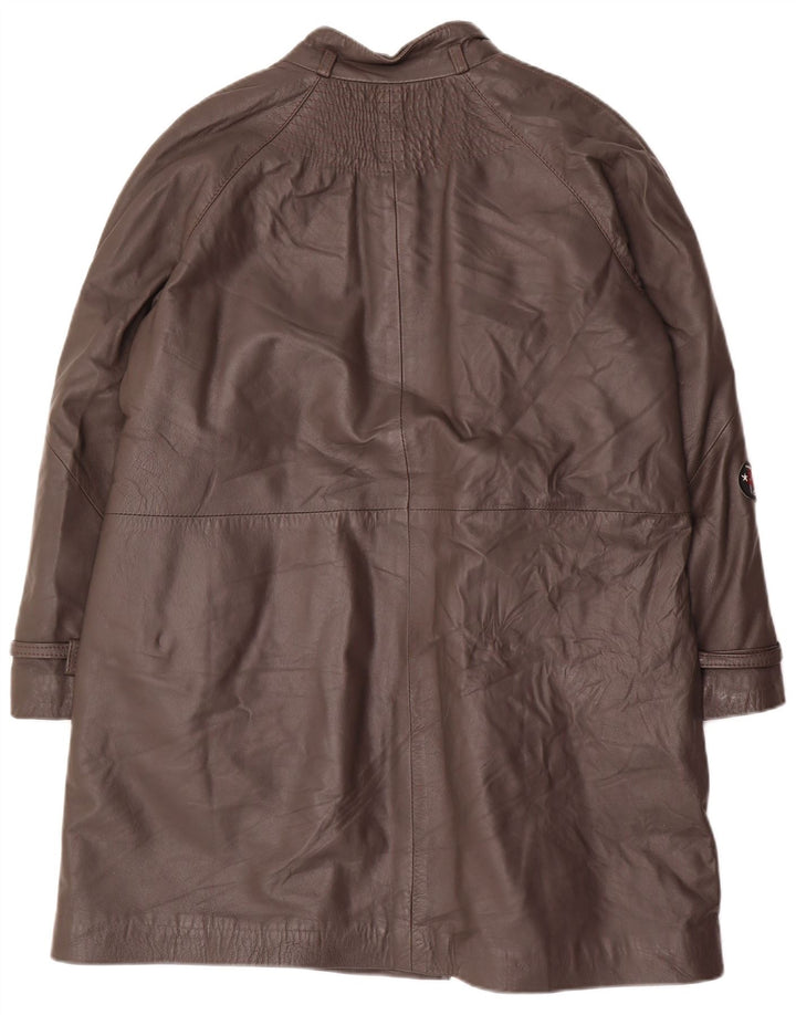 Винтажное женское кожаное пальто IT 48 XL Серое