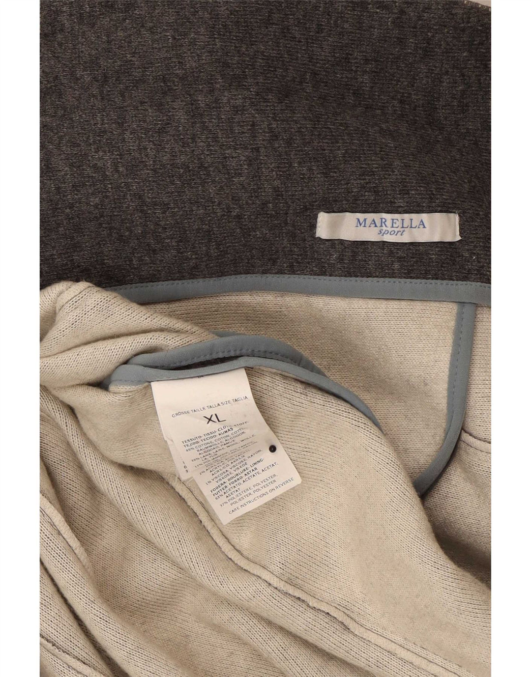 Женский двубортный вязаный пиджак Marella, Великобритания, 18 XL, серая шерсть