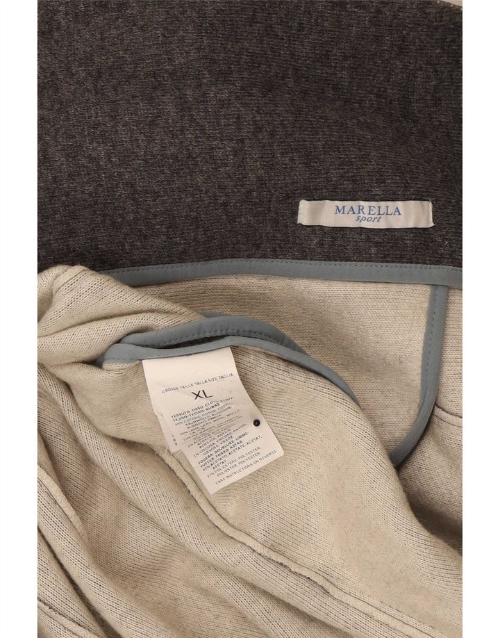 Женский двубортный вязаный пиджак Marella, Великобритания, 18 XL, серая шерсть