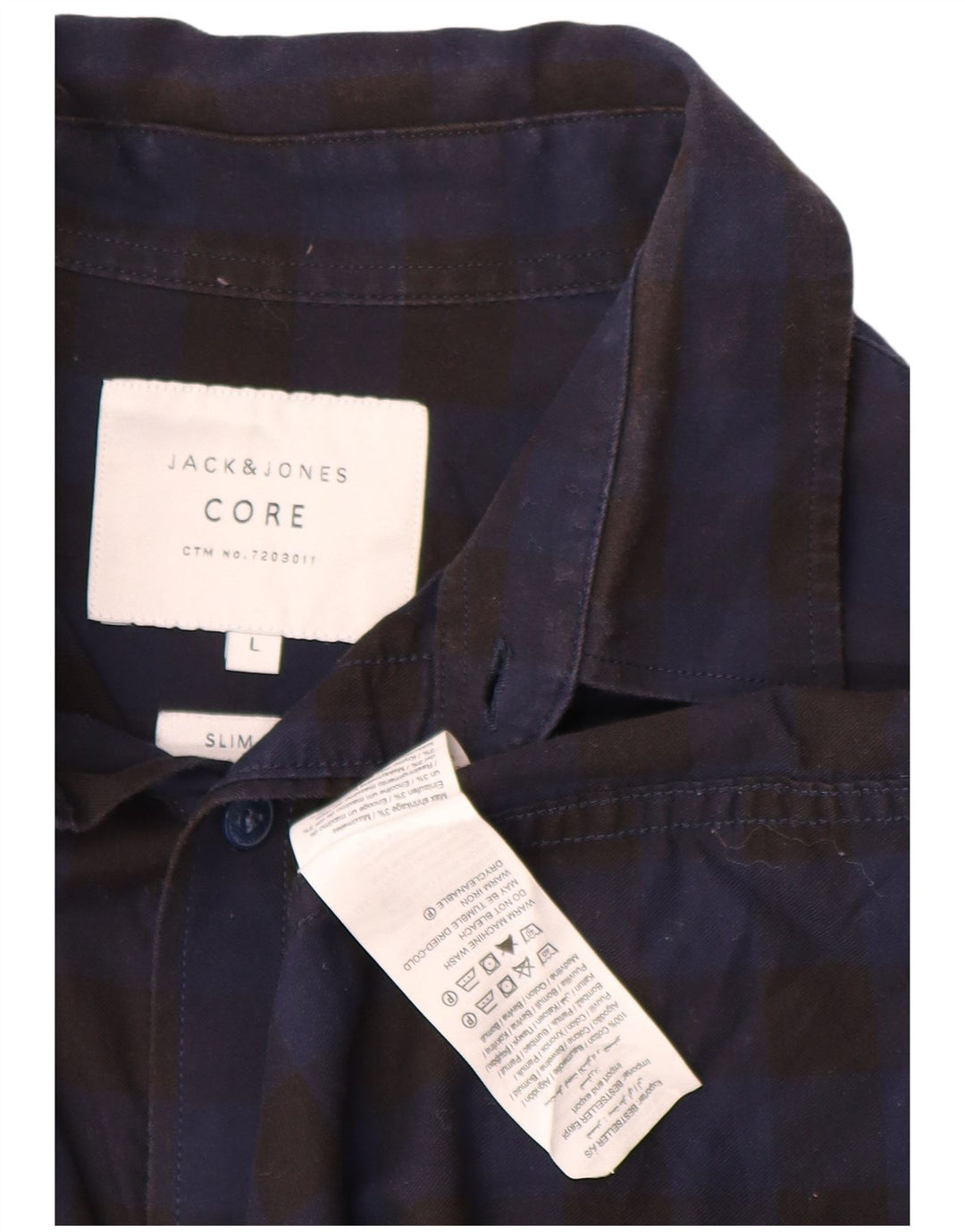 Мужская приталенная рубашка JACK & JONES, большая черная хлопковая клетка в мелкую клетку