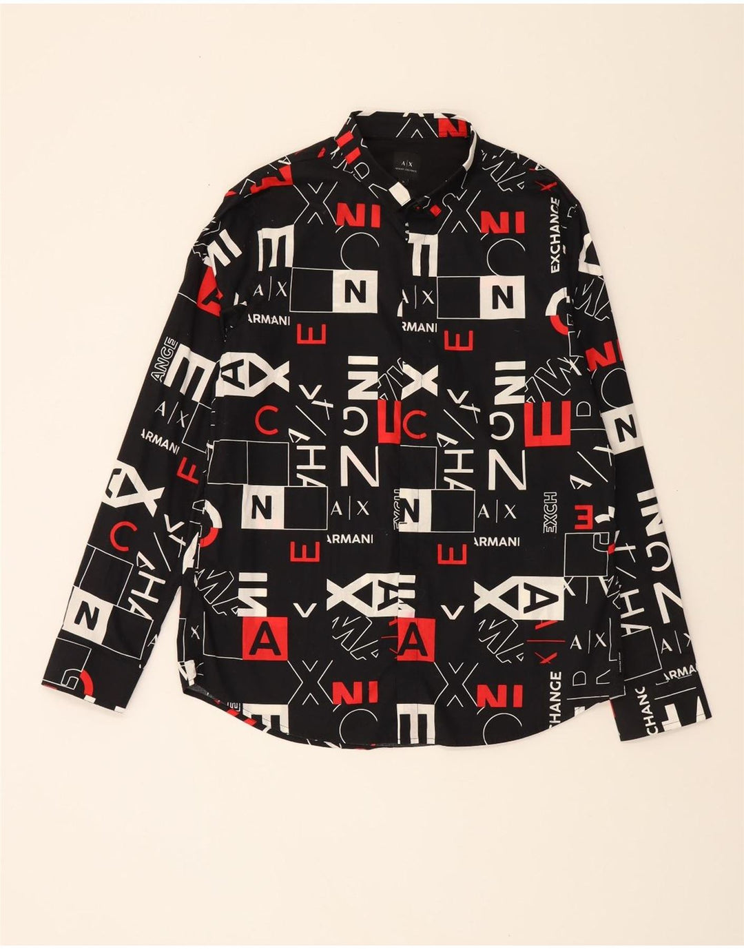 ARMANI EXCHANGE Мужская рубашка с абстрактным рисунком и рисунком XL, черный хлопок