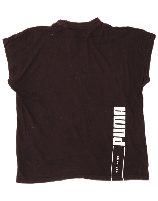 Женская футболка оверсайз с рисунком Puma Top UK 10, маленькая, черный хлопок