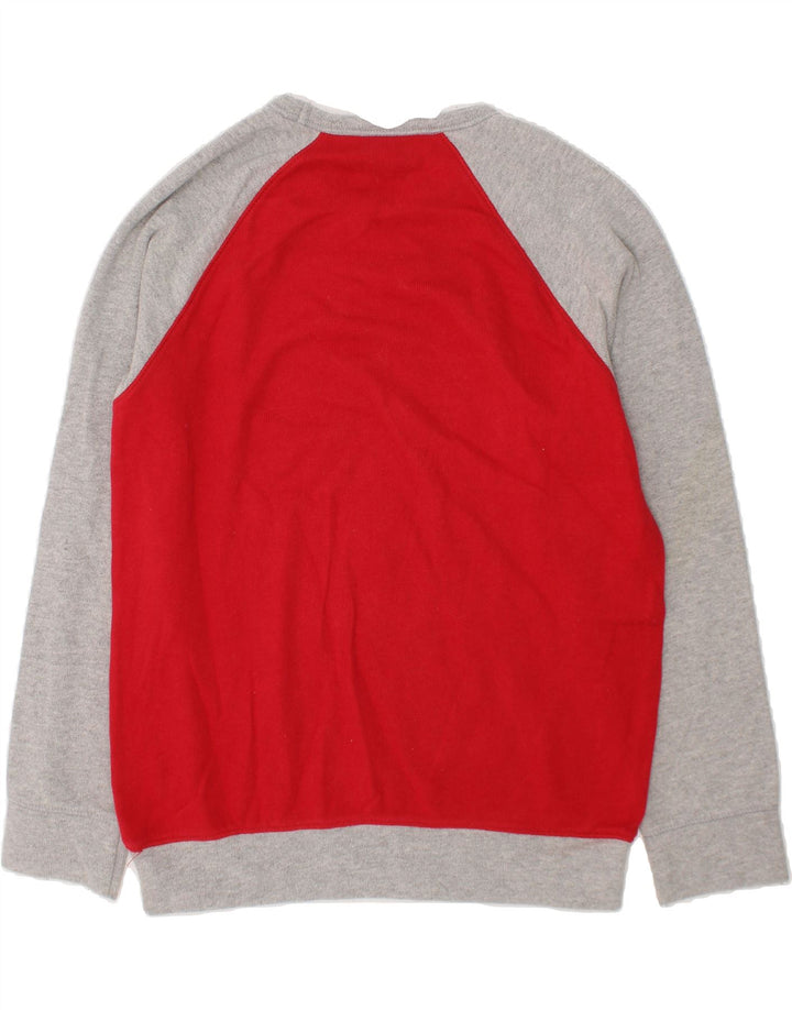 BENETTON Boys Graphic Sweatshirt Jumper 8-9 Years Large Red Colourblock Vintage Benetton and Second-Hand Benetton from Messina Hembry 