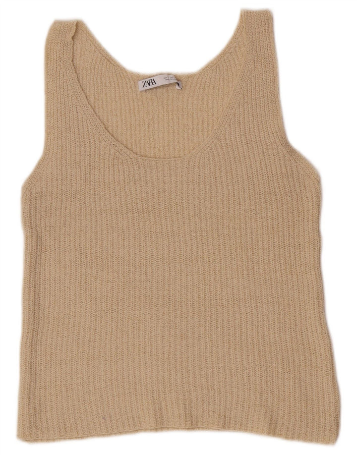 Женский жилет Zara UK 14, большой, бежевый