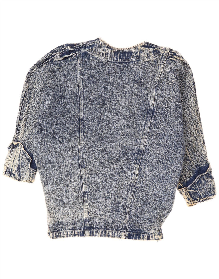 JAZZINO Женская джинсовая куртка оверсайз с рукавом 3/4, Великобритания 18 XL, синяя с цветочным принтом