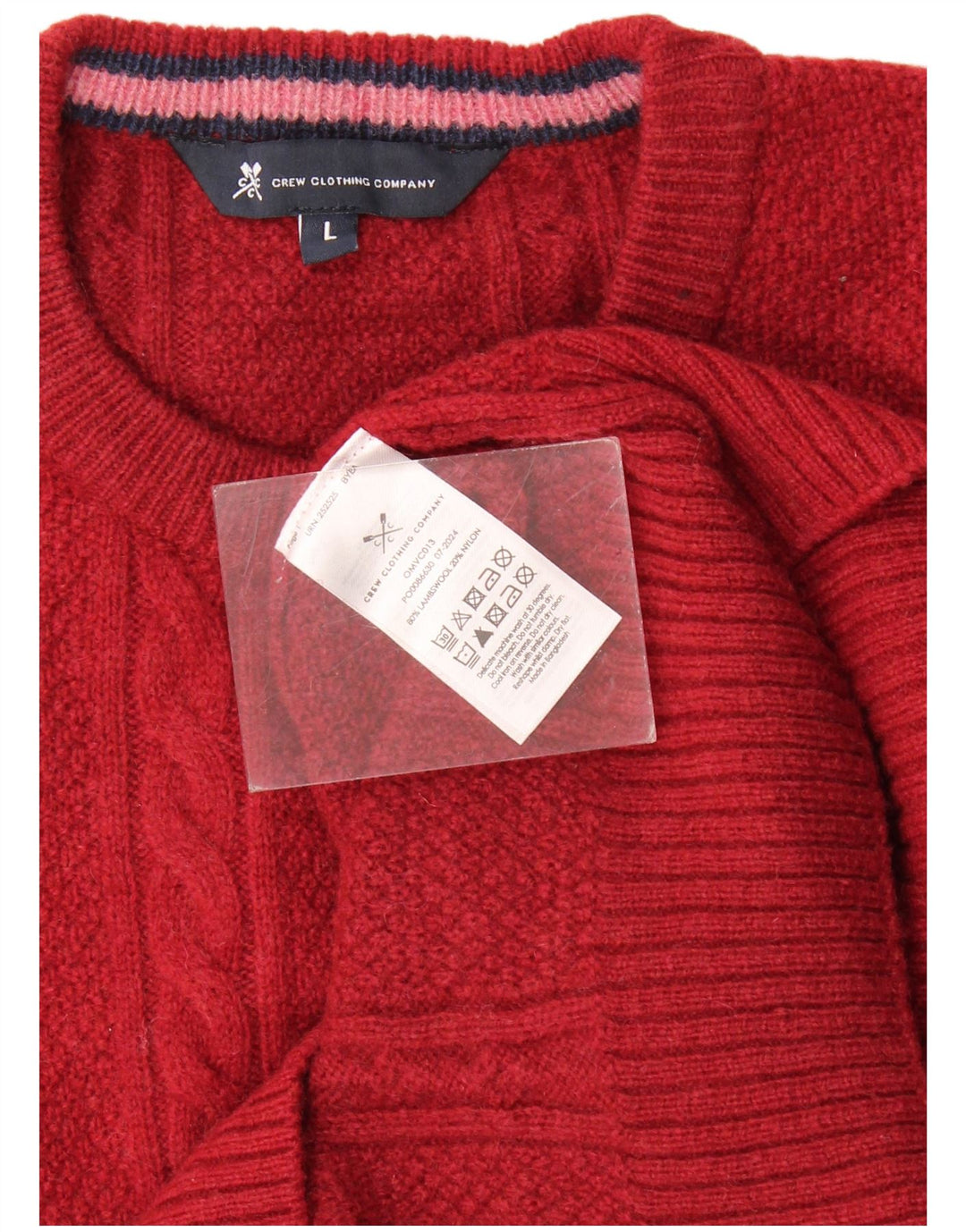 Crew Clothing Мужской джемпер с круглым вырезом, большой красный свитер из овечьей шерсти