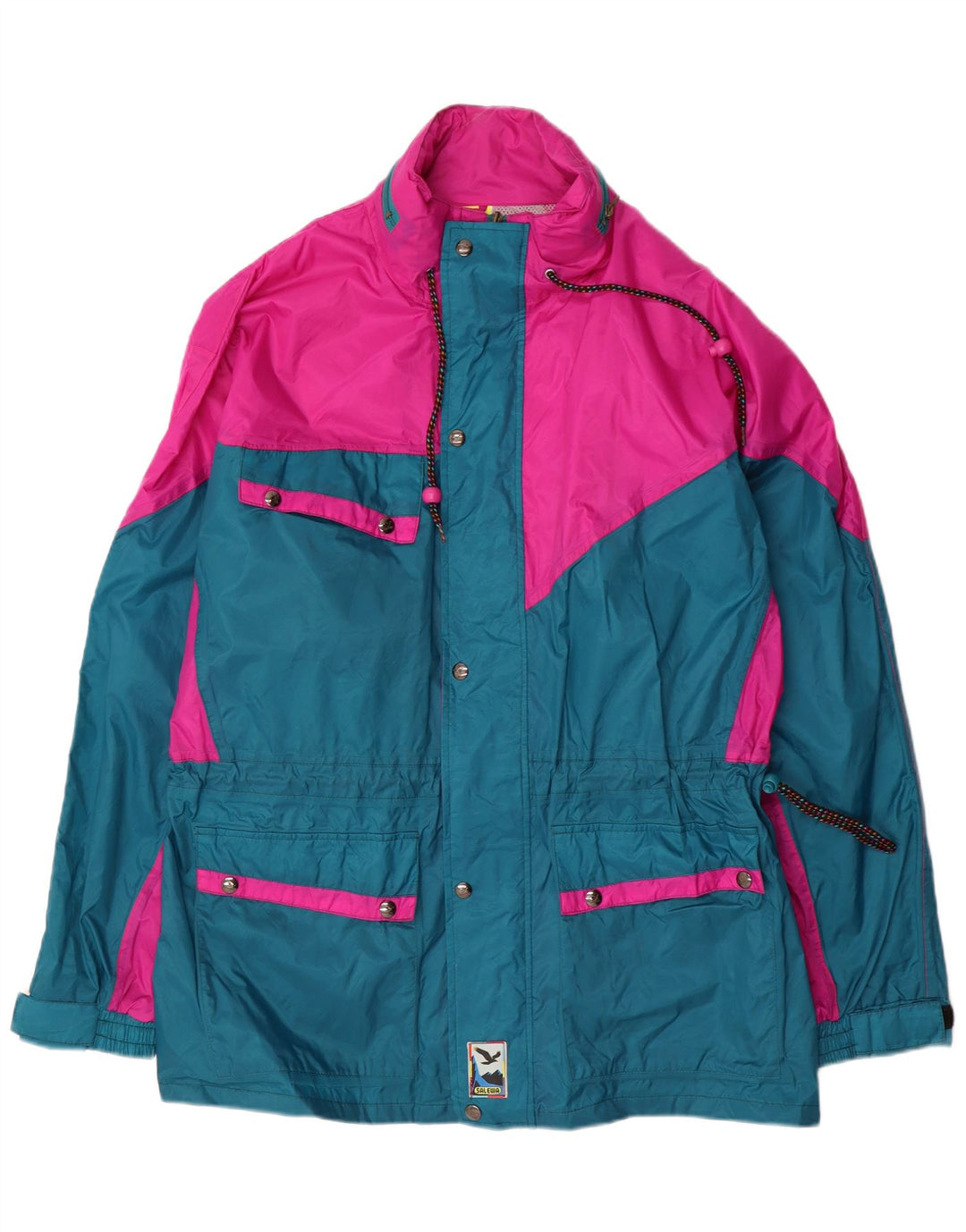Мужская ветровка SALEWA UK 42 XL розового цвета с цветными блоками из полиамида