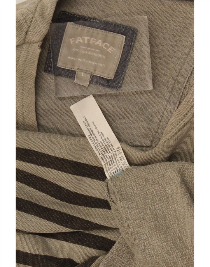 Мужской топ FAT FACE с длинным рукавом, большой хлопок в полоску цвета хаки