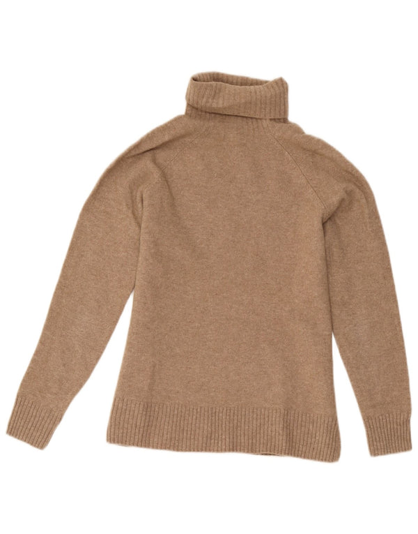 Женский джемпер с высоким воротником Massimo Dutti, размер UK 10, маленький, коричневый, шерсть