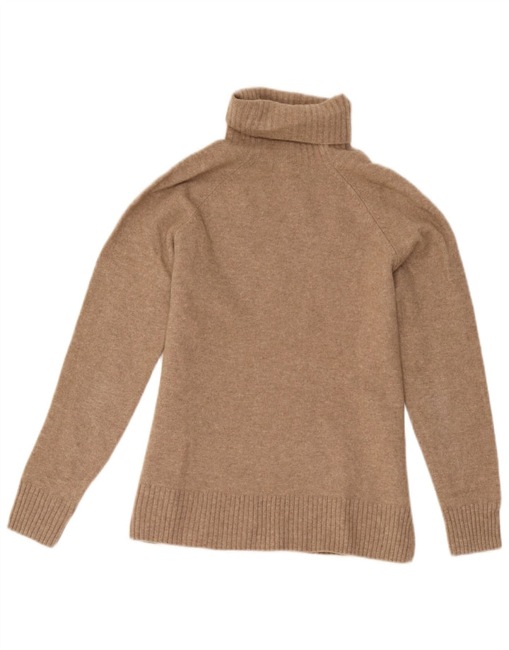 Женский джемпер с высоким воротником Massimo Dutti, размер UK 10, маленький, коричневый, шерсть
