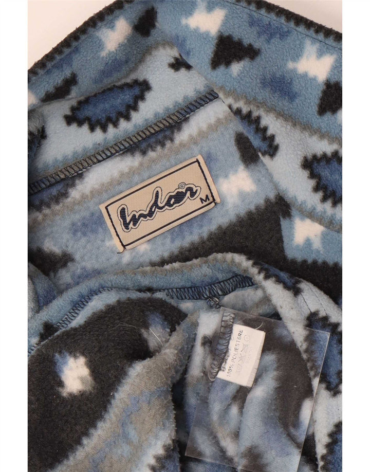 Винтажная мужская флисовая куртка UK 38, средний синий полиэстер Fair Isle
