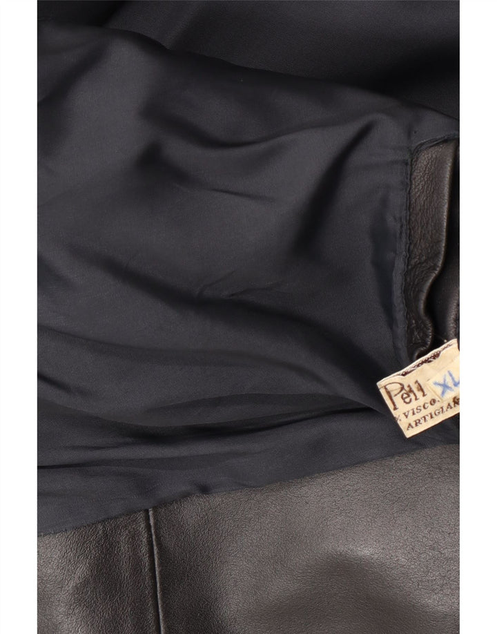 Винтажная мужская кожаная байкерская куртка UK 42 XL, черная кожа