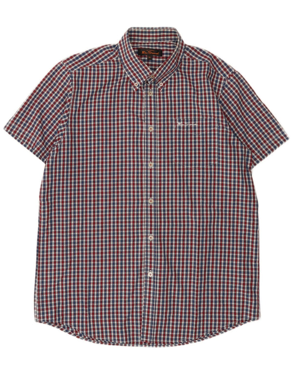 Мужская рубашка с коротким рукавом Ben Sherman XL разноцветная в мелкую клетку
