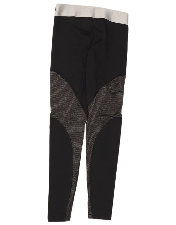 Женские леггинсы с рисунком Nike Dri Fit UK 12, средние, черные, с цветными блоками