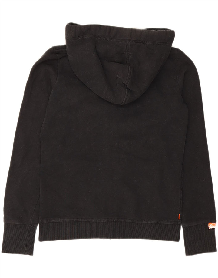 Мужской свитер с капюшоном на молнии Superdry, маленький черный, хлопковый