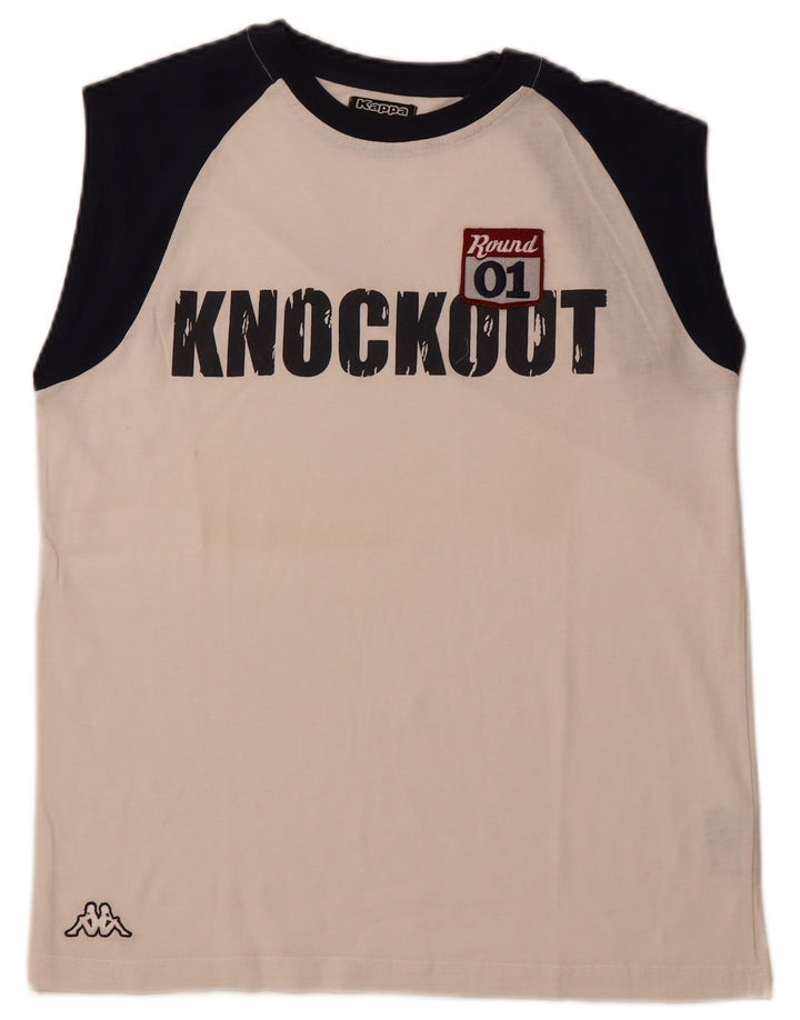 KAPPA Мужской жилет с графическим рисунком, большой белый хлопок с цветными блоками