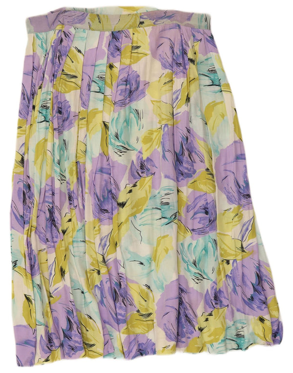 Винтажная женская плиссированная юбка W32, большая разноцветная с цветочным принтом