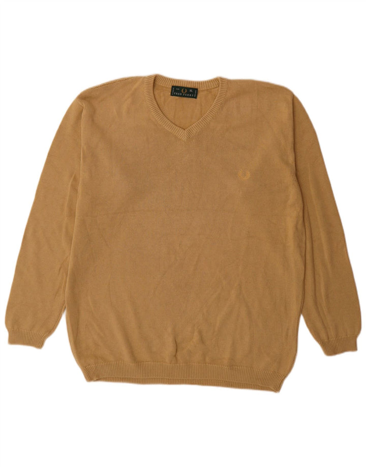 Мужской джемпер с v-образным вырезом Fred Perry, XL, бежевый, хлопок