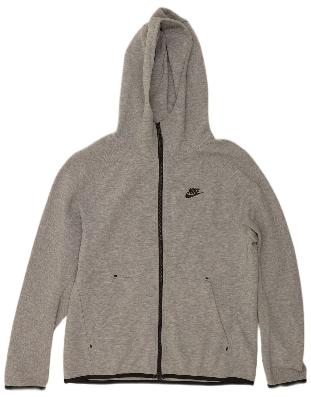 Мужской свитер с капюшоном на молнии Nike, маленький серый хлопок с крапинками