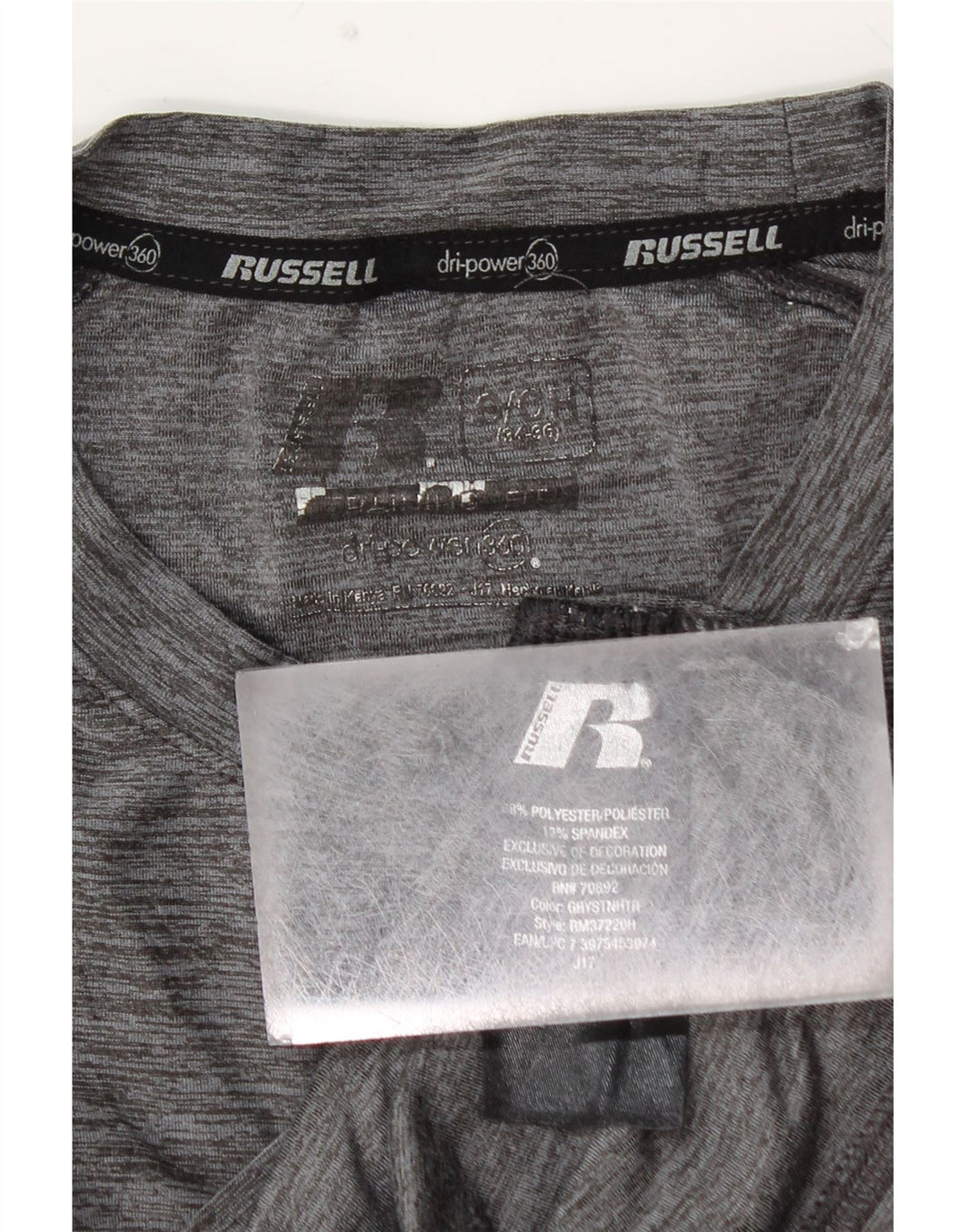 Мужская футболка RUSSELL ATHLETIC Dri-Power с длинным рукавом, маленькая серая в крапинку