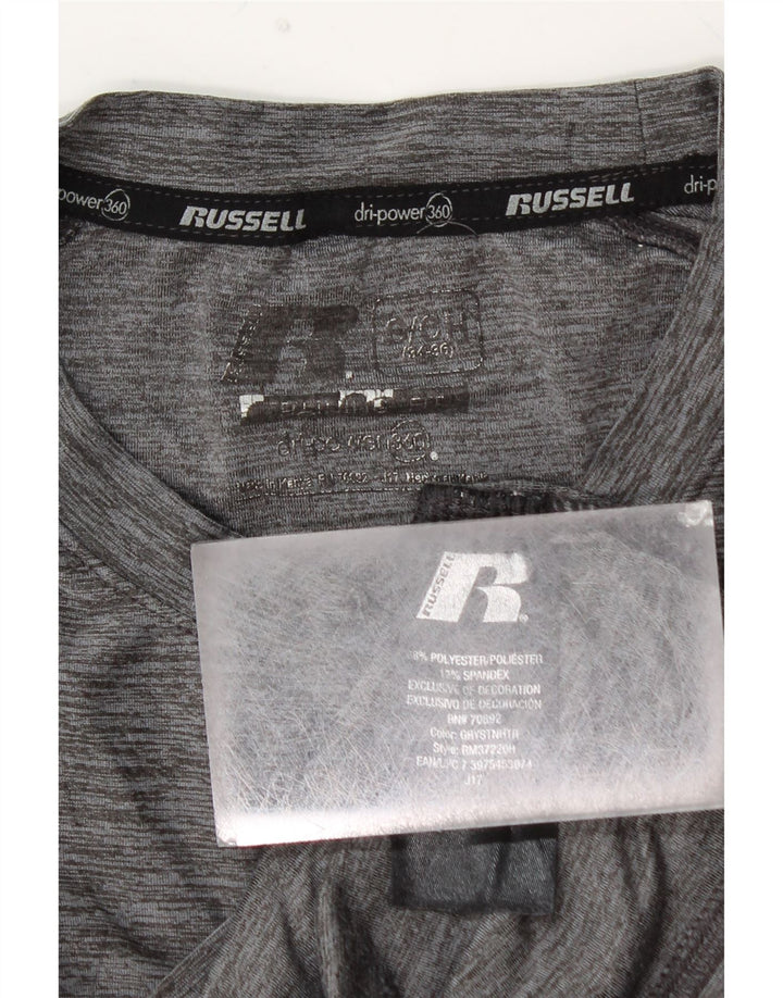 Мужская футболка RUSSELL ATHLETIC Dri-Power с длинным рукавом, маленькая серая в крапинку