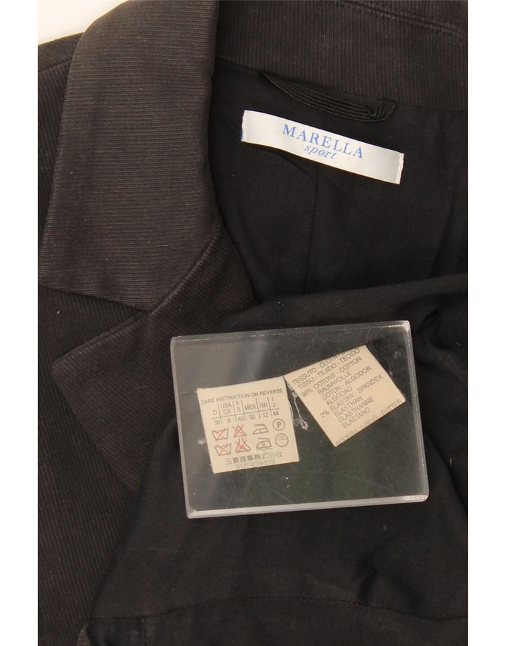 Женский пиджак MARELLA на 1 пуговице, Великобритания 12, средний черный, хлопок