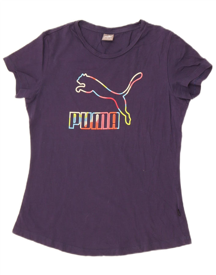 Женская футболка с рисунком Puma Top UK 12 Medium Navy Blue