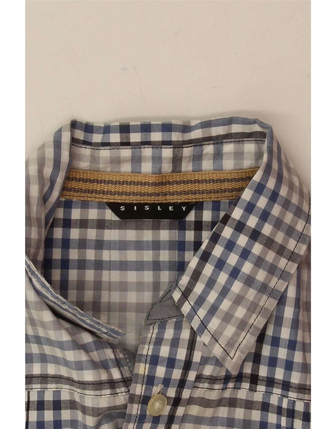 SISLEY Mens Shirt Small Blue Check Vintage Sisley and Second-Hand Sisley from Messina Hembry 