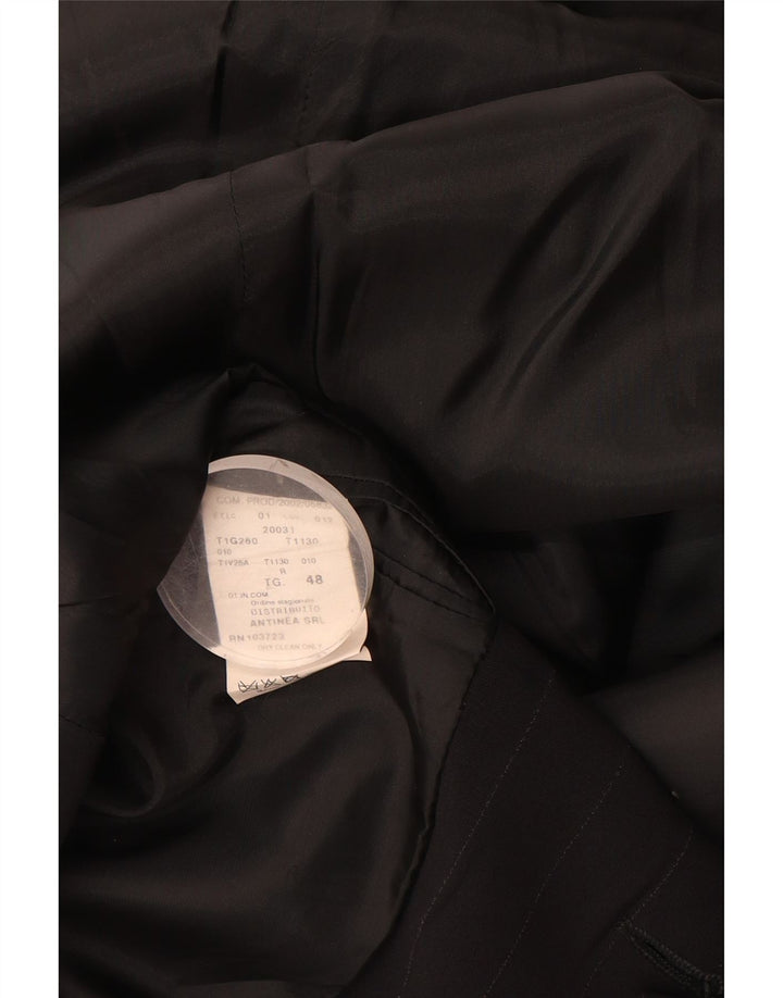 Мужской пиджак Emporio Armani на 3 пуговицах IT 48, средний черный в тонкую полоску