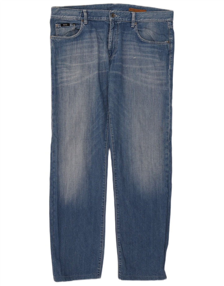 Мужские прямые джинсы Hugo Boss W38 L34 синие, хлопок