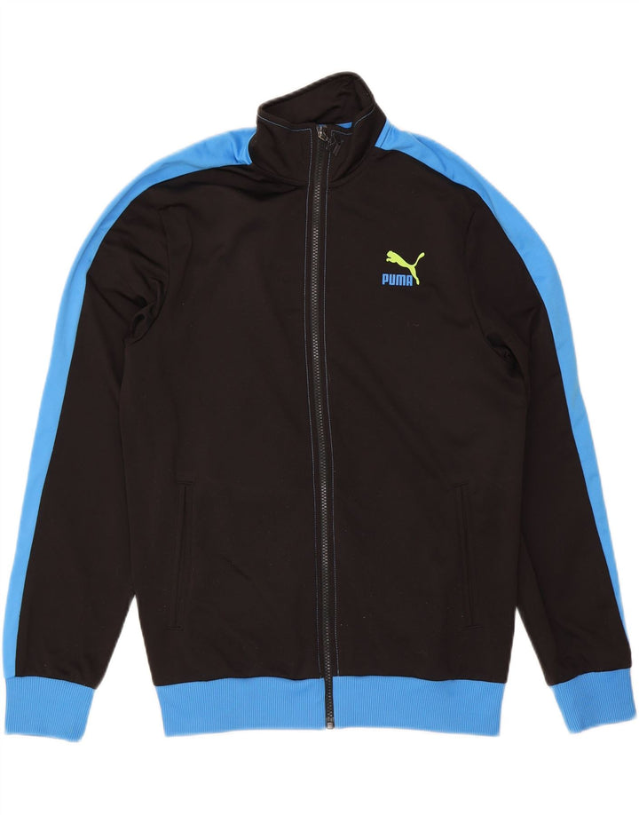 PUMA Boys Graphic Tracksuit Top Jacket 13-14 Years Black Colourblock Vintage Puma and Second-Hand Puma from Messina Hembry 
