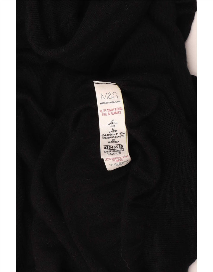 Мужской джемпер с высоким воротником Marks & Spencer, большой черный хлопковый свитер