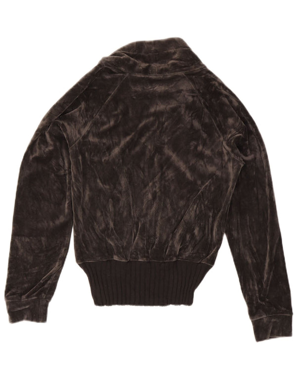 Женский бархатный спортивный костюм ADIDAS, верхняя куртка UK 12, средний серый хлопок