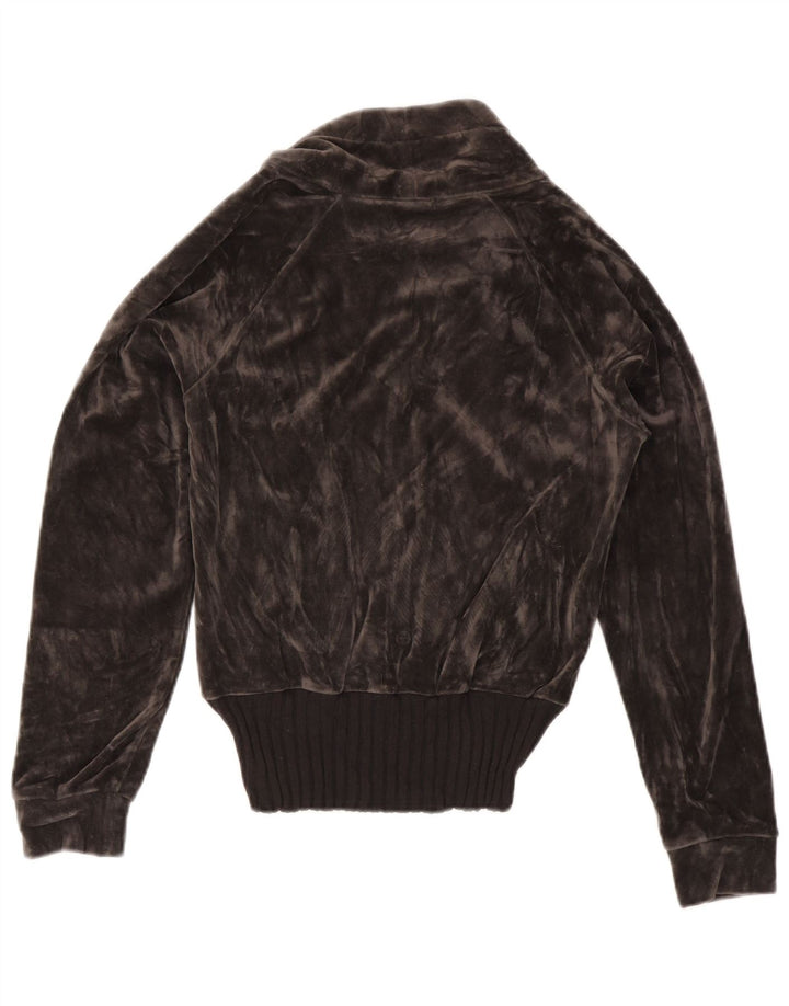 Женский бархатный спортивный костюм ADIDAS, верхняя куртка UK 12, средний серый хлопок