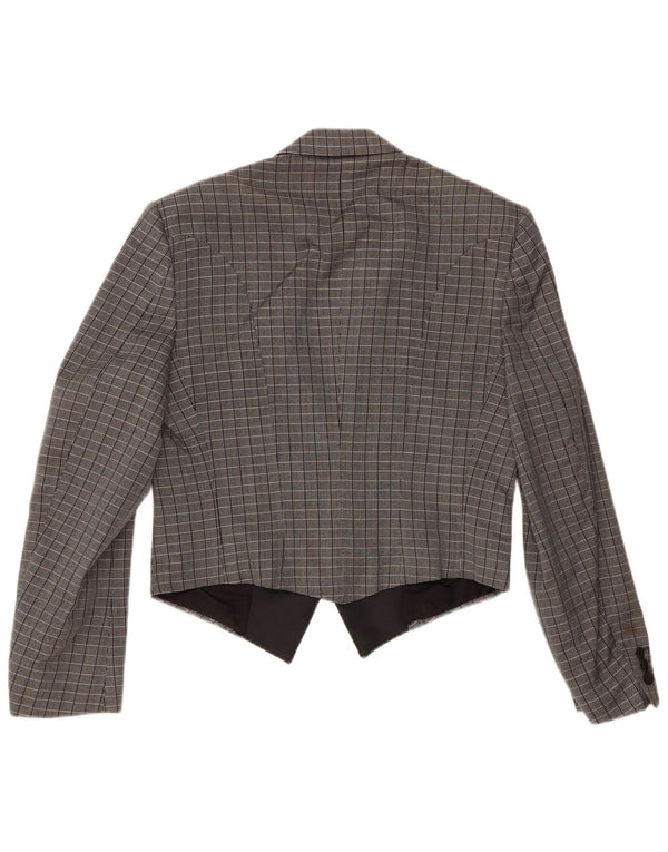 Sidi Женский двубортный пиджак IT 48 XL Серый Шелковый в клетку