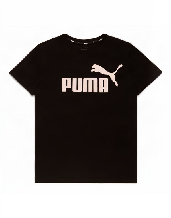 Футболка с рисунком Puma для мальчиков, топ 13-14 лет, черный хлопок