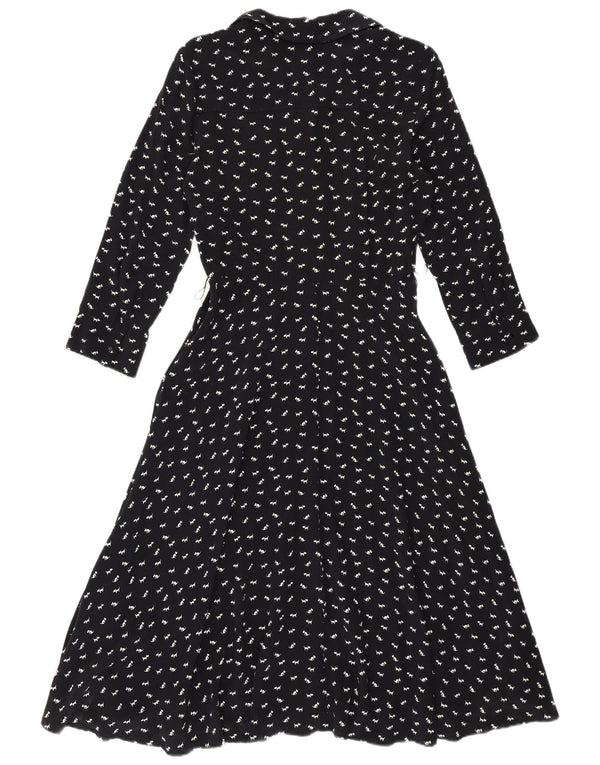 Женское платье трапециевидного силуэта Hobbs UK 10, маленькое темно-синее с животным принтом, вискоза