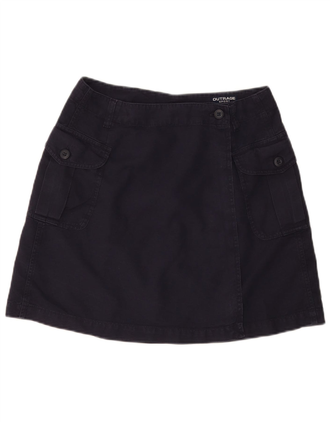 VINTAGE Женская мини-юбка с запахом IT 44 Medium W28 Темно-синий хлопок