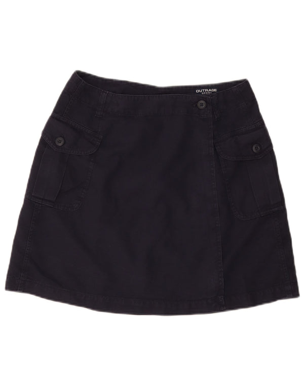 VINTAGE Женская мини-юбка с запахом IT 44 Medium W28 Темно-синий хлопок