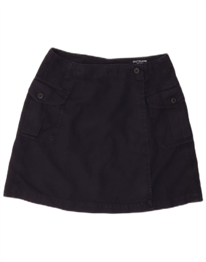 VINTAGE Женская мини-юбка с запахом IT 44 Medium W28 Темно-синий хлопок