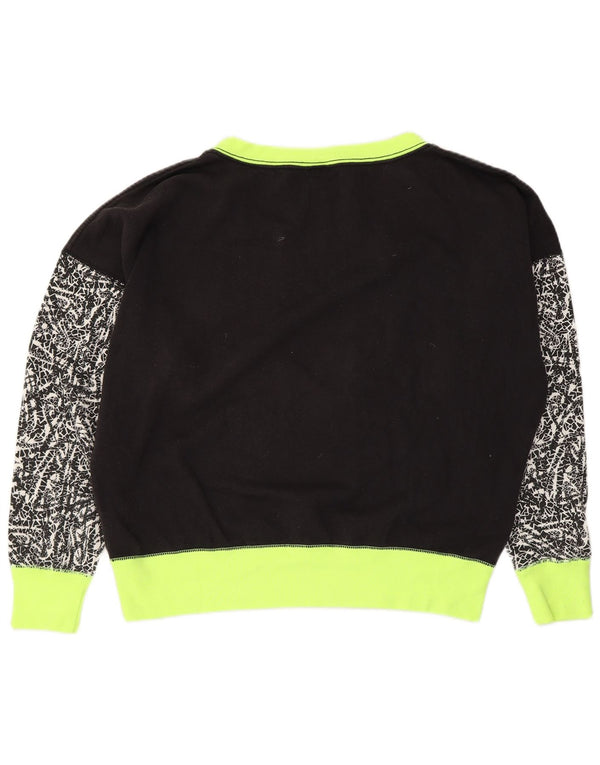 Nike Womens Oversized Sweatshirt Jumper UK 16 Large Black Colourblock