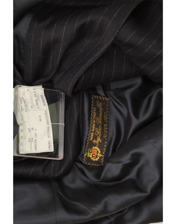 Мужской пиджак Loro Piana с 3 пуговицами IT 54 2XL Темно-синий в тонкую полоску из шерсти