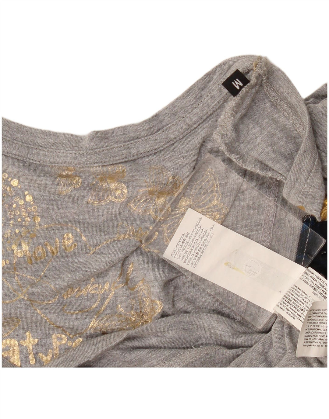 Женская туника с рисунком Desigual UK 12, средний серый цвет, вискоза