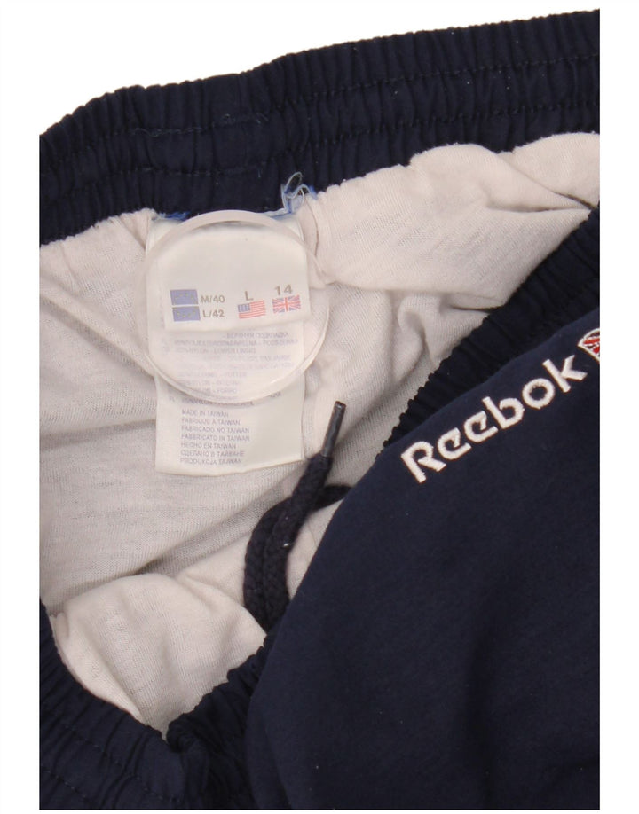 Мужские спортивные брюки Reebok UK 14, большие темно-синие, полиэстер