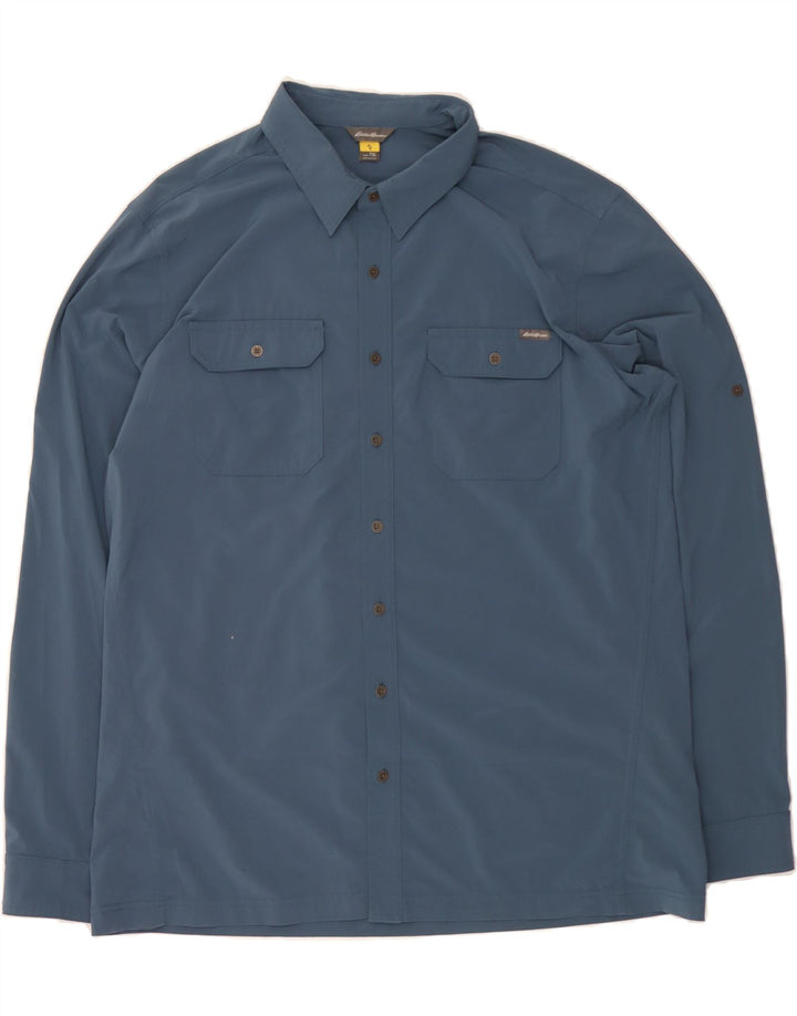 EDDIE BAUER Mens Tall Shirt XL Blue Polyester Vintage Eddie Bauer and Second-Hand Eddie Bauer from Messina Hembry 