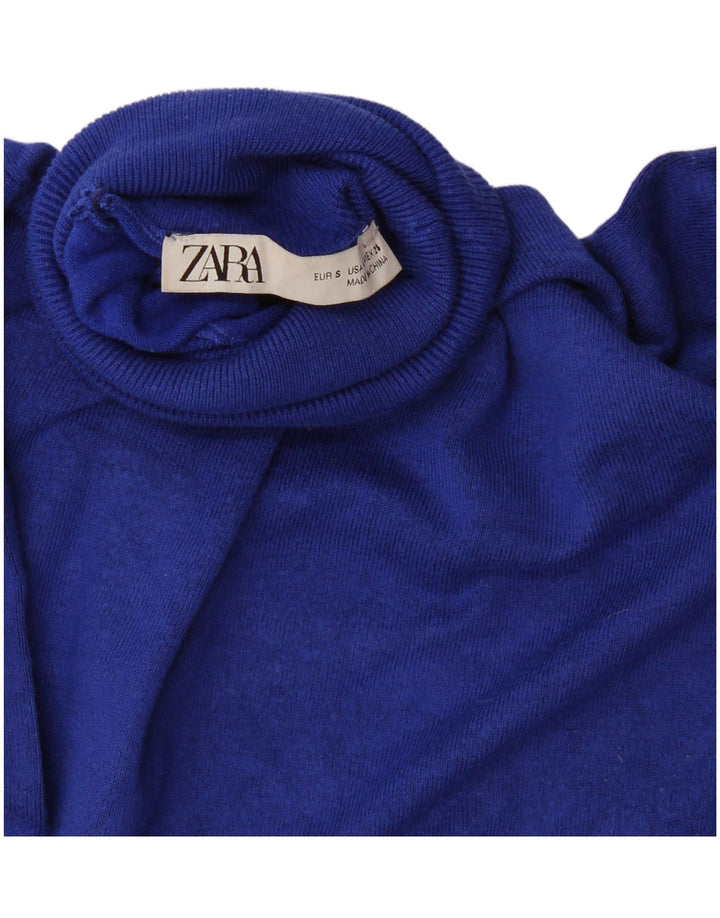 Женский джемпер с высоким воротником Zara UK 10, маленький темно-синий